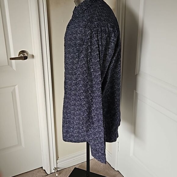 Tailored Recreation Men's Button Down Long Sleeves Cotton Shirt Navy Blue 2XL - Picture 3 of 16